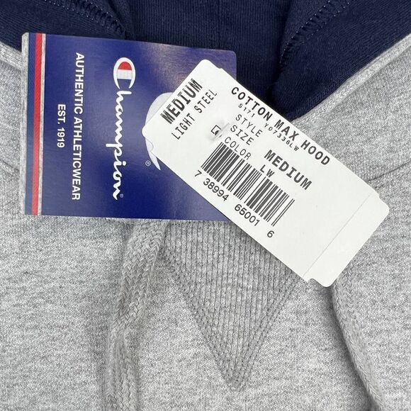 New Champion Unisex US M Grey Hoodie Sport Casual Printed Long Sleeve Pullover  - Picture 9 of 12